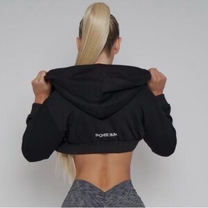 Pcheebum crop black hoodie